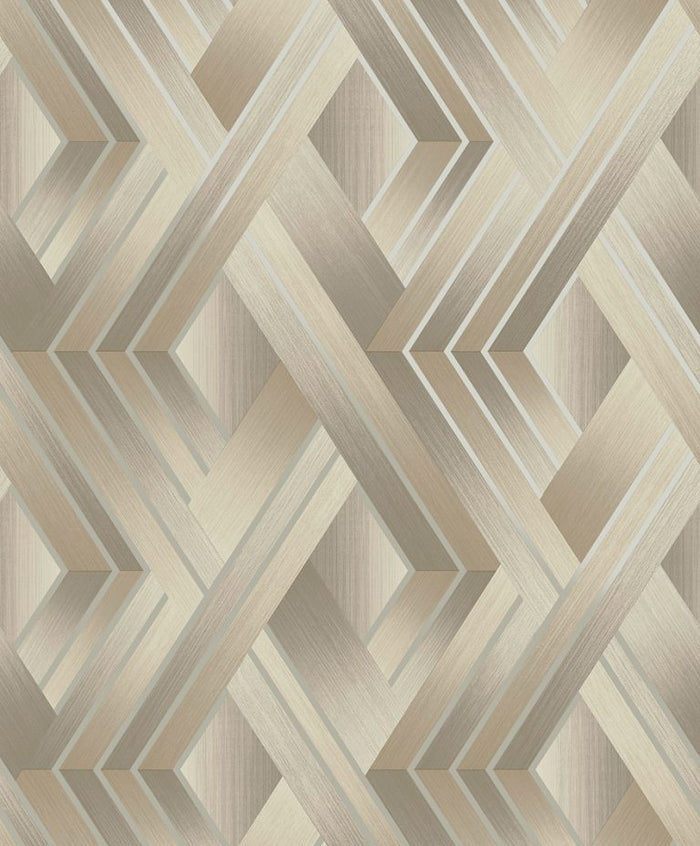 Tranquilo - Retro Geometric Wallpaper - Taupe/Grey- Last 12 Rolls