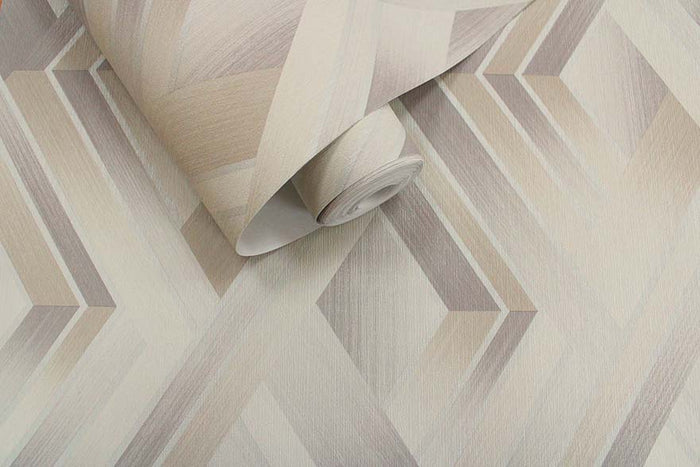 Tranquilo - Retro Geometric Wallpaper - Taupe/Grey- Last 12 Rolls