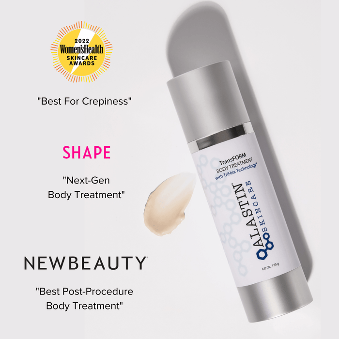 Alastin skincare product with awards and text on a white background