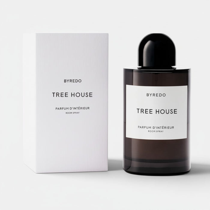 Shop Rescue Spa Byredo Tree House room spray in dark glass bottle with black cap and white label. Includes box.