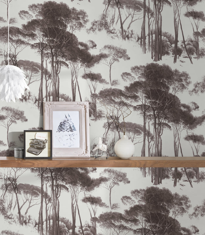 Tree Tops Wallpaper - Black/Brown - Last Roll