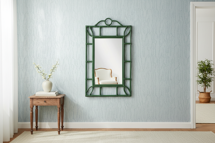 Baywick Mirror with Trianon Mist Wallpaper