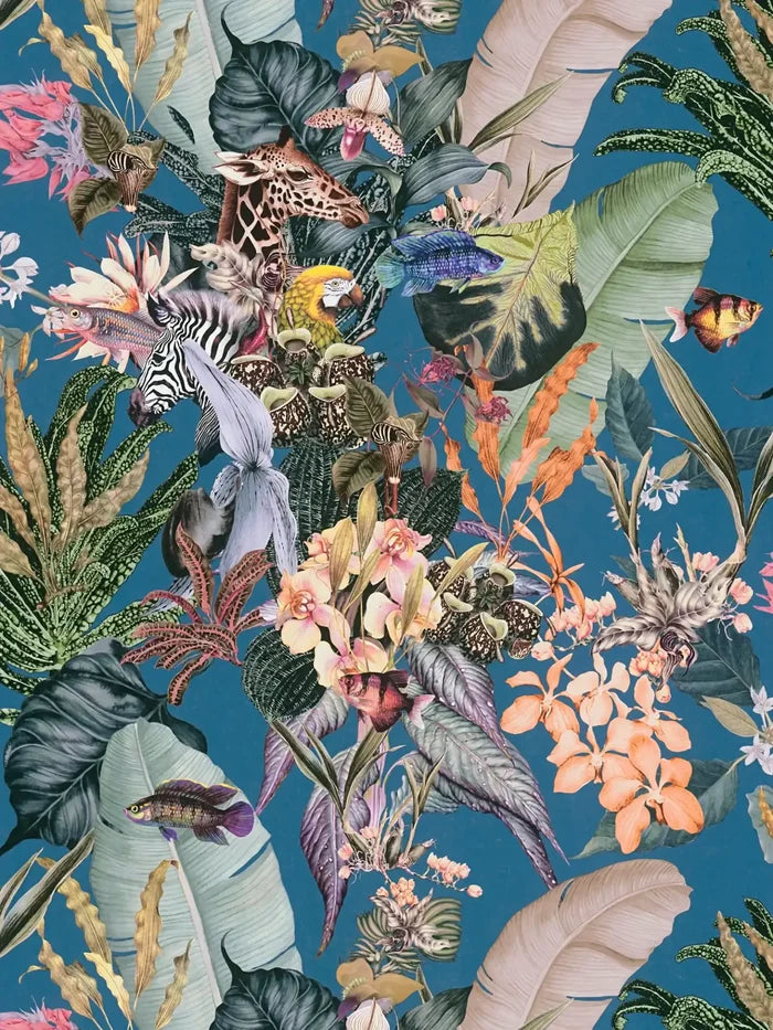 Tropical Dreams Wallpaper - Blue Teal