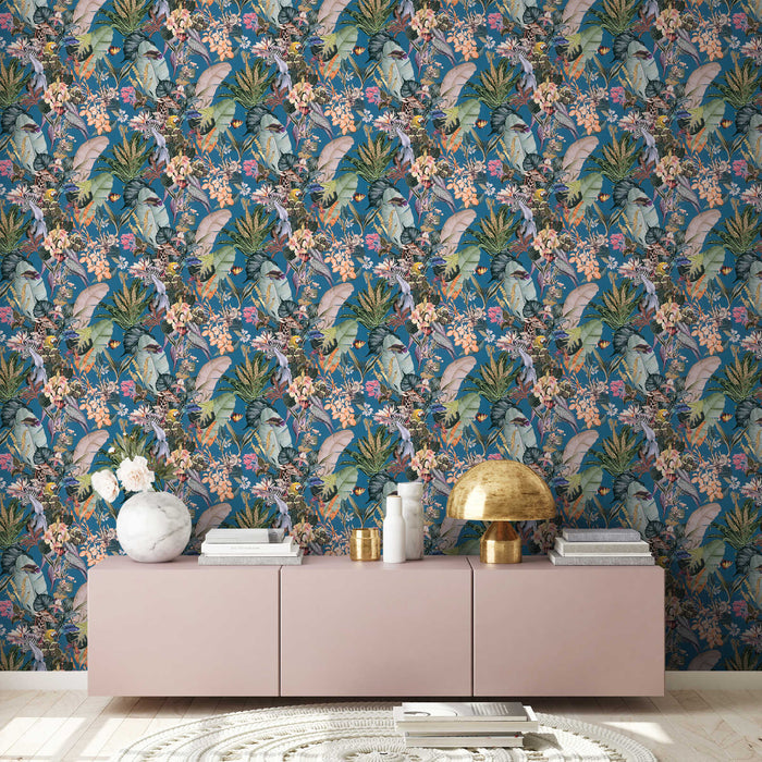 Tropical Dreams Wallpaper - Blue Teal