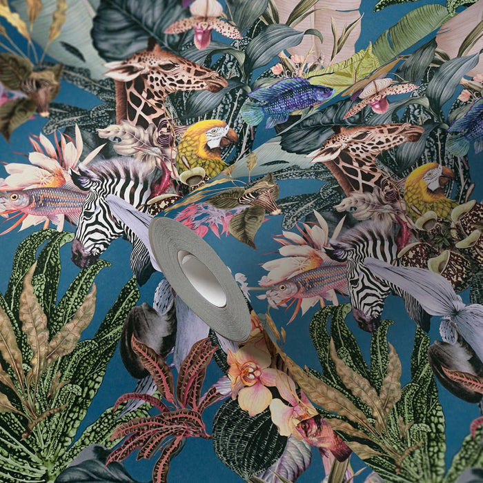 Tropical Dreams Wallpaper - Blue Teal
