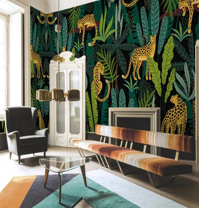 Tropical Leopard - Custom Sized Wallpaper Mural (per m2)