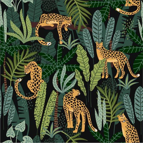 Tropical Leopard - Custom Sized Wallpaper Mural (per m2)