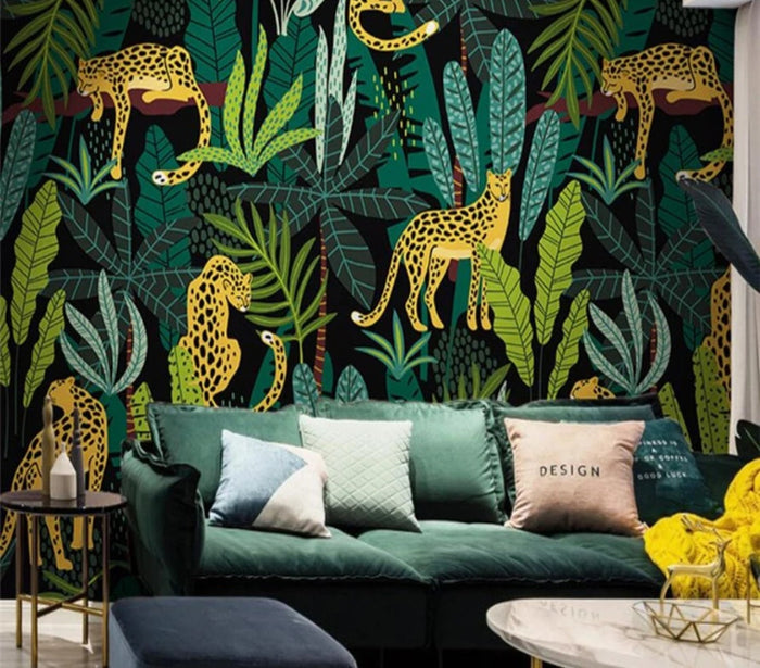 Tropical Leopard - Custom Sized Wallpaper Mural (per m2)
