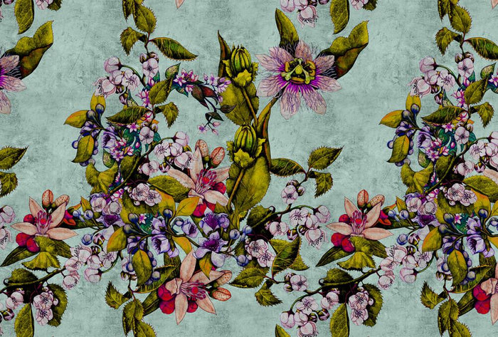 Tropical Passionfruit - Custom Sized Wallpaper Mural (per m2) - Green