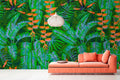 Tropicana - Custom Sized Wallpaper Mural (per m2) - Green/Orange