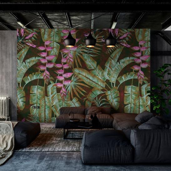 Tropicana - Custom Sized Wallpaper Mural (per m2) - Green/Purple