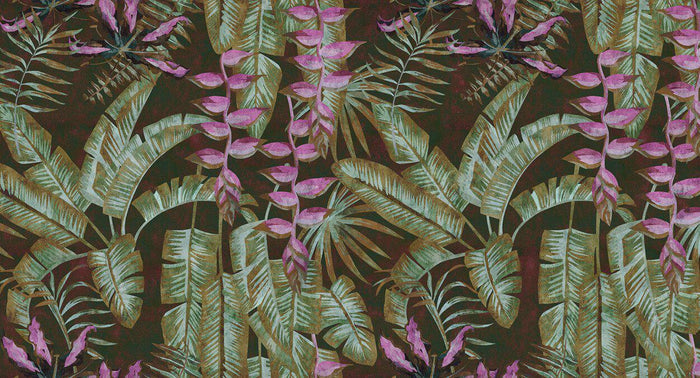 Tropicana - Custom Sized Wallpaper Mural (per m2) - Green/Purple
