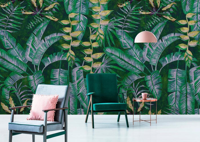 Tropicana - Custom Sized Wallpaper Mural (per m2) - Green/Yellow