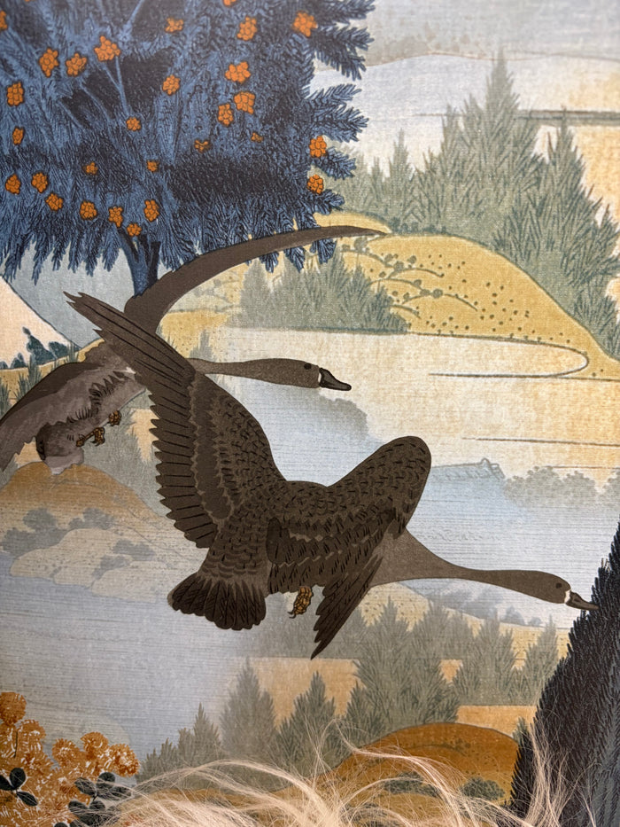Tundra - Scenic Landscape Wallpaper - Navy/Ochre - Last  Roll