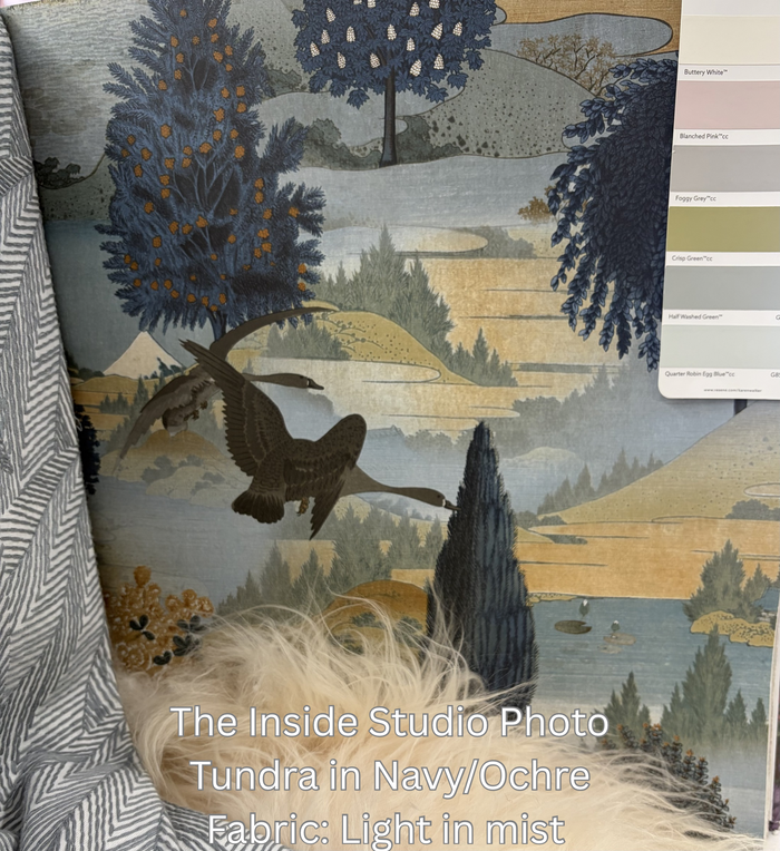 Tundra - Scenic Landscape Wallpaper - Navy/Ochre - Last  Roll