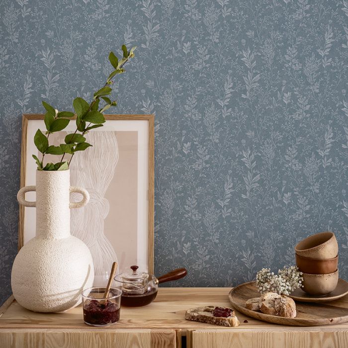 Tuva - Wild Grasses Wallpaper - Blue/Grey