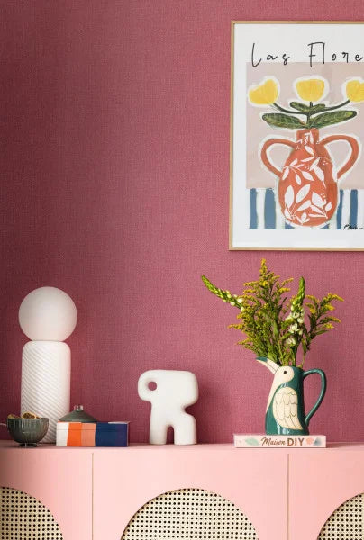 Uni Mat Wallpaper - Fuchsia Bicolore