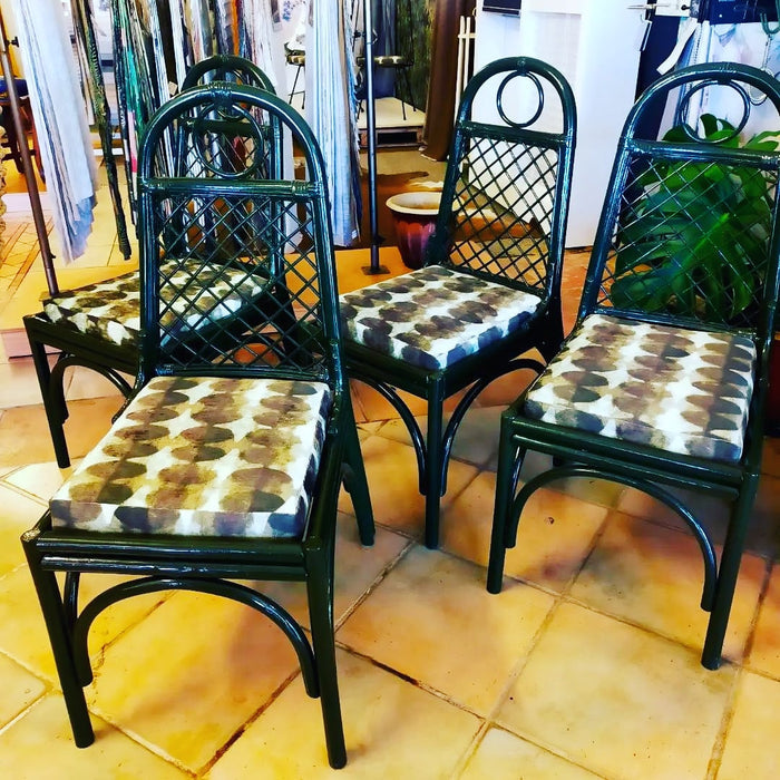 Antique Green Cane Chair x 1