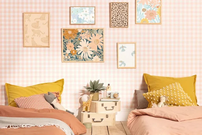 Victoria Gingham Wallpaper - Rose Layette