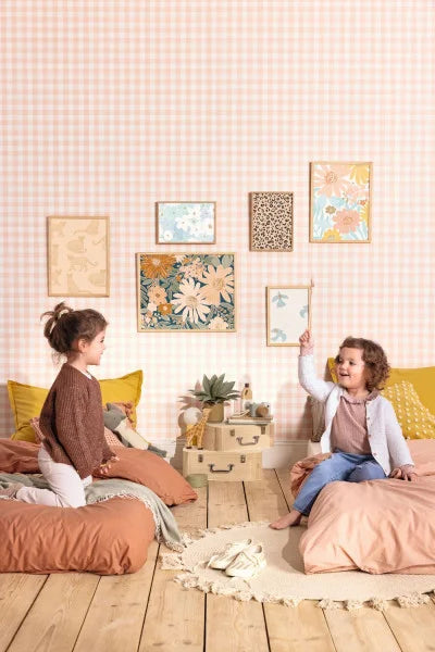 Victoria Gingham Wallpaper - Rose Layette