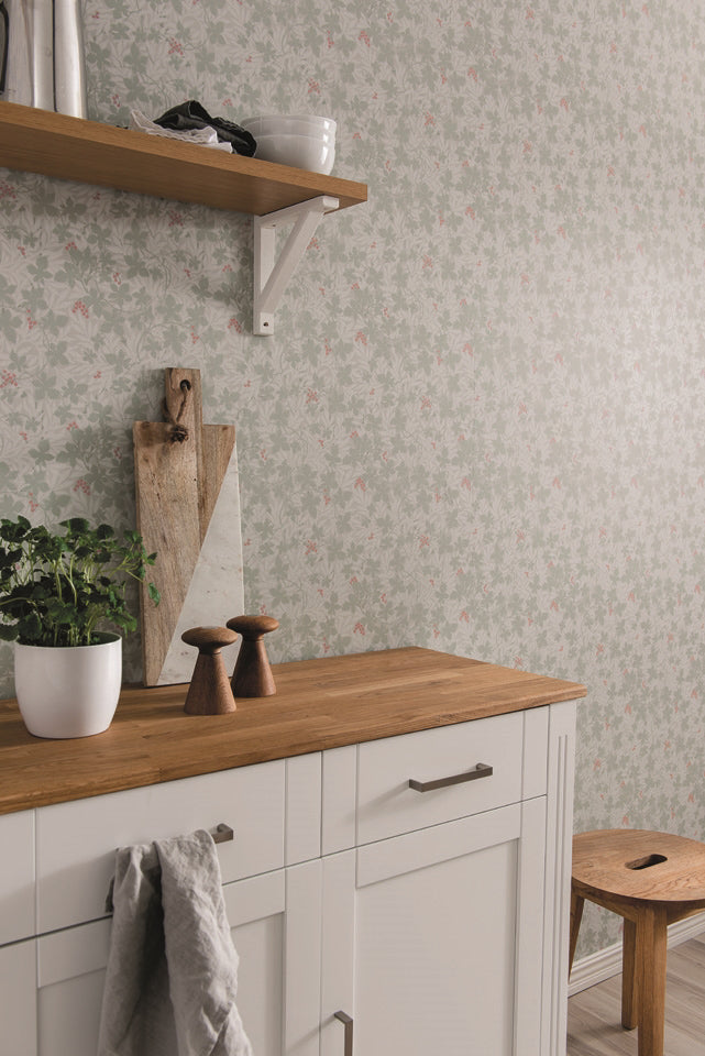 Vinbarsblad Wallpaper - Beige - Discontinuing