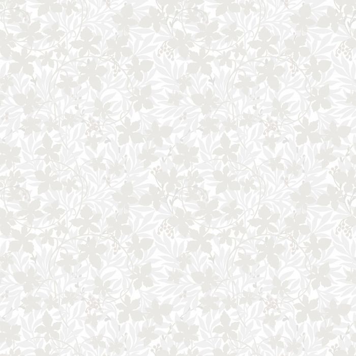 Vinbarsblad Wallpaper - White/Silver - Discontinuing - 21 Left