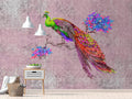 Vivid Peacock - Custom Sized Wallpaper Mural (per m2) - Pink