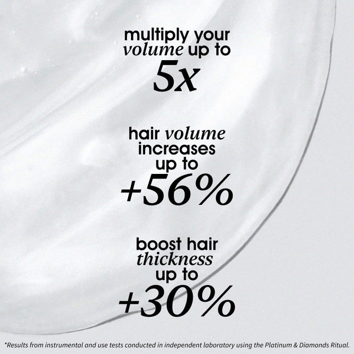 Shop Rescue Spa volume shampoo texture showing clinical results for increased hair thickness and volume