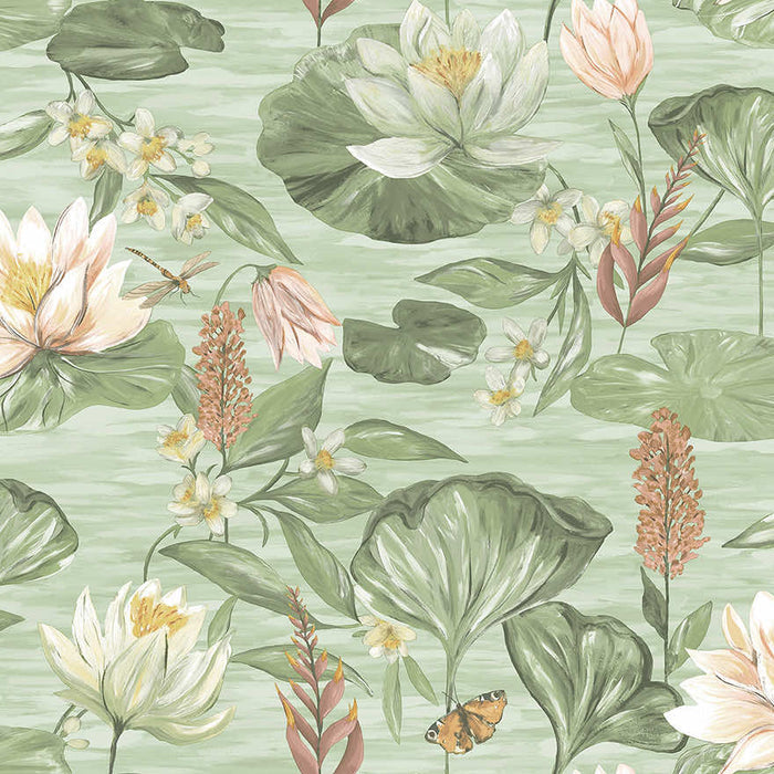 Water Lily Wallpaper - Green
