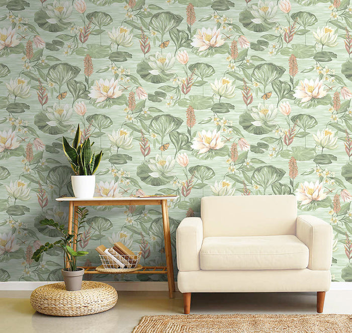 Water Lily Wallpaper - Green
