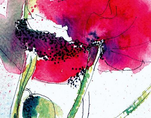 Painted poppy Mural - Close Up