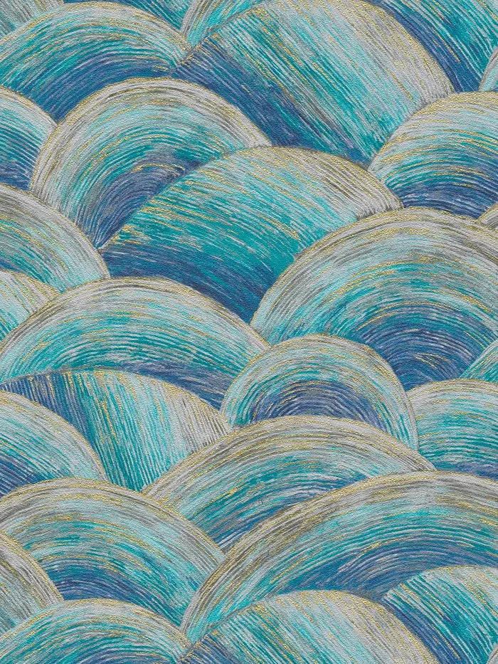 Wave Textured Vinyl Wallpaper - Blue/Gold