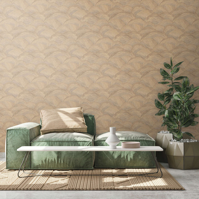 Wave Textured vinyl Wallpaper - Earth/Gold