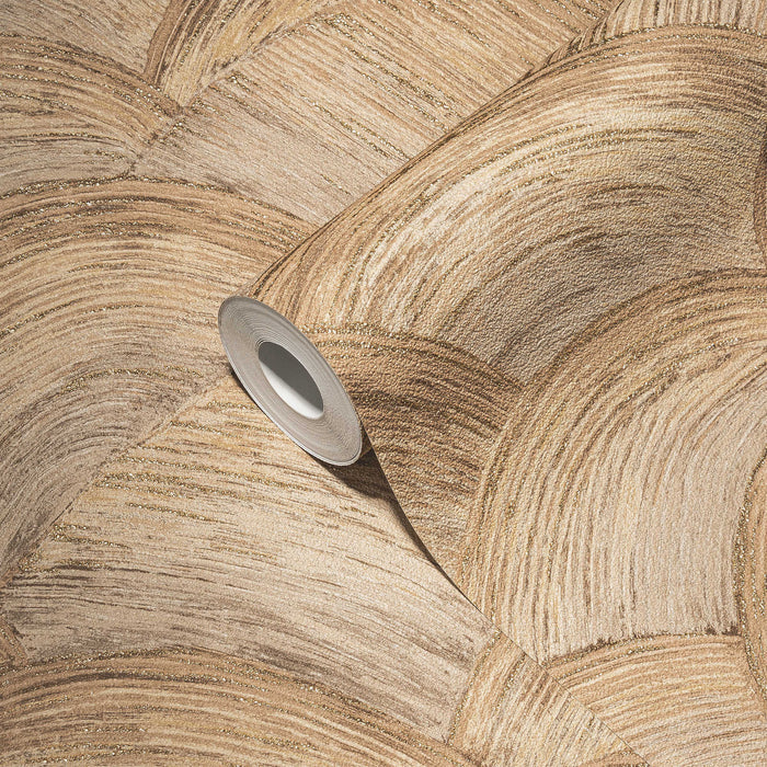 Wave Textured vinyl Wallpaper - Earth/Gold