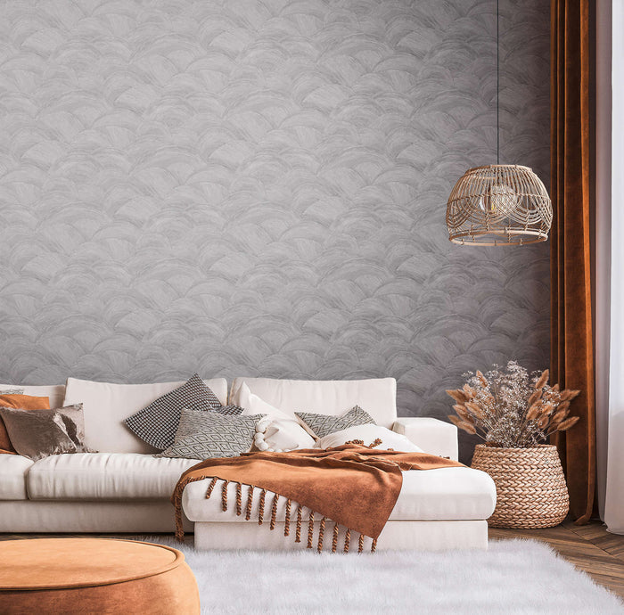 Wave Textured Vinyl Wallpaper - Grey/Silver