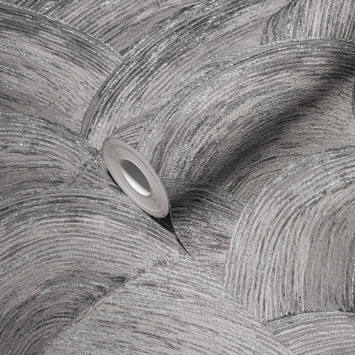 Wave Textured Vinyl Wallpaper - Grey/Silver