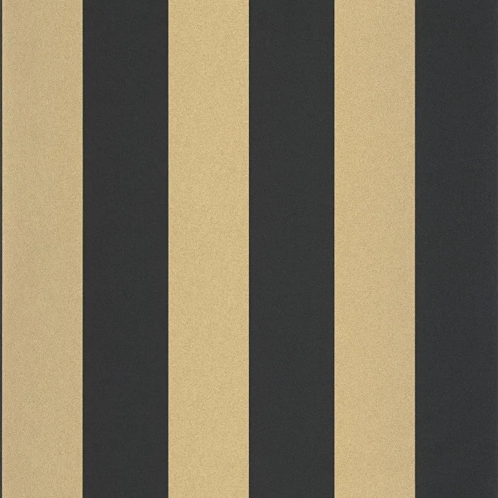 Wide Lines Wallpaper - Black Gold