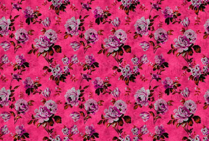 Wild Rose - Custom Sized Wallpaper Mural (per m2) - Bright Pink
