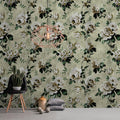 Wild Rose - Custom Sized Wallpaper Mural (per m2) - Green