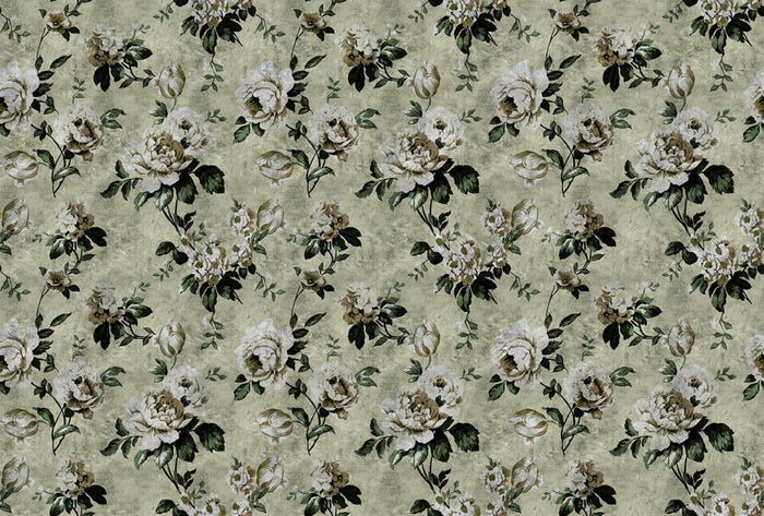 Wild Rose - Custom Sized Wallpaper Mural (per m2) - Green