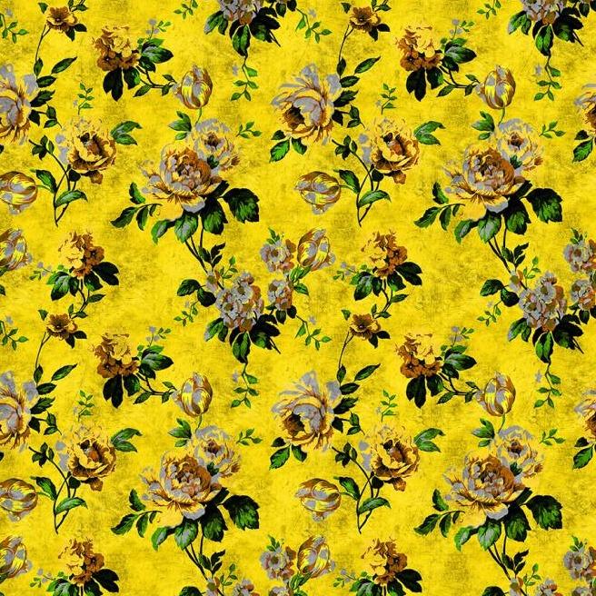 Wild Rose - Custom Sized Wallpaper Mural (per m2) - Yellow