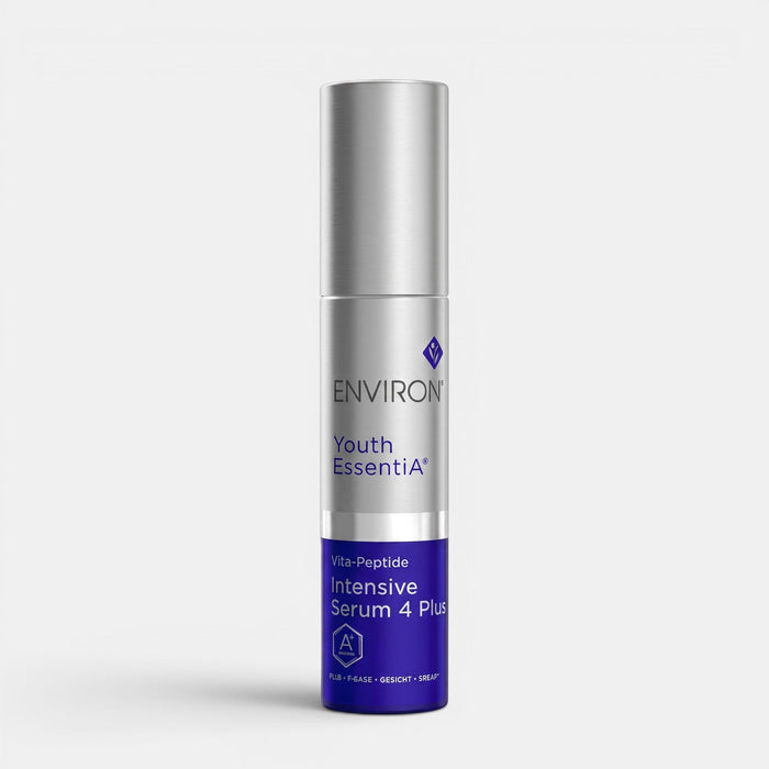 Shop Rescue Spa Environ Youth EssentiA Intensive Serum 4 Plus in a silver and blue airless pump bottle.