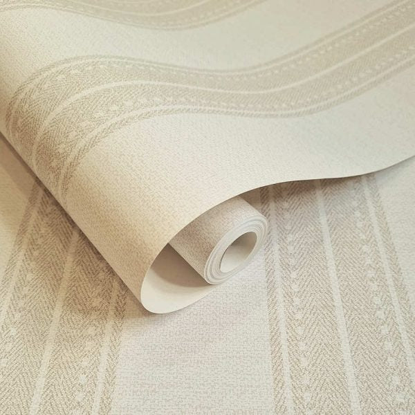 Yuste Stripe Wallpaper - Beige/Cream
