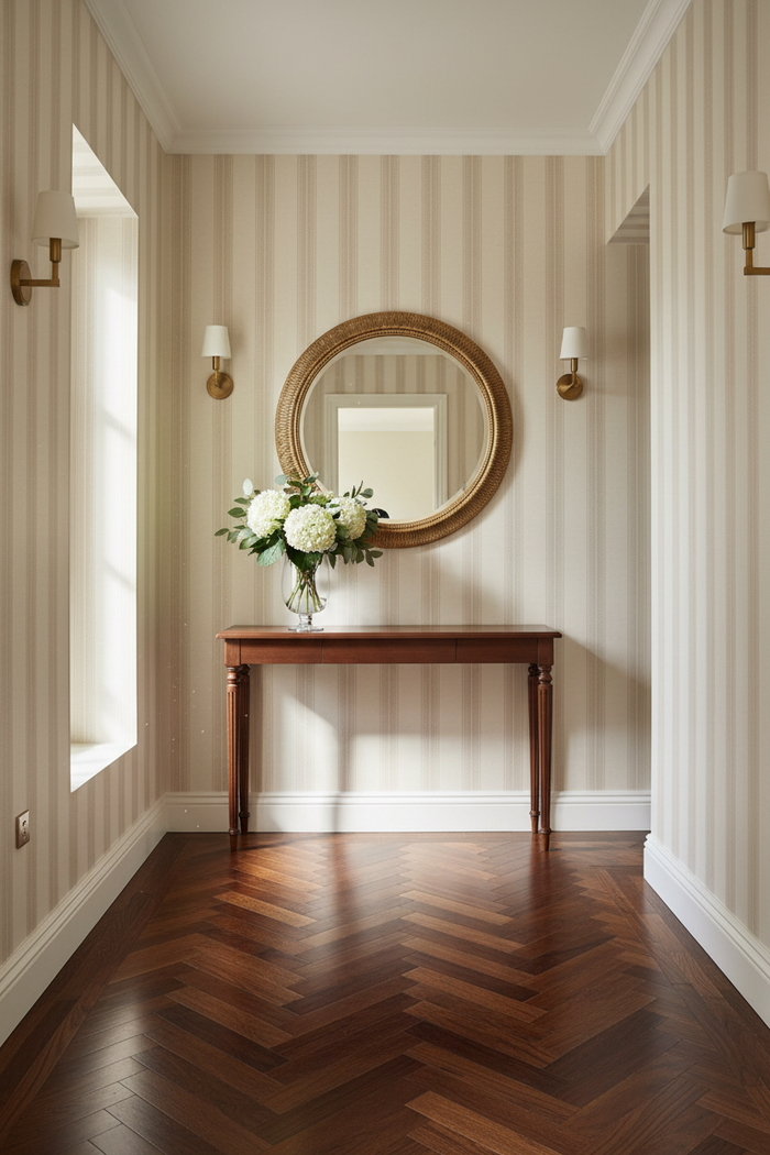 Elegant Hallway - Yuste Stripe Wallpaper